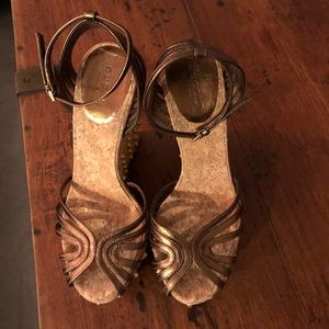 Gucci Metallic Studded Wedge Sandal